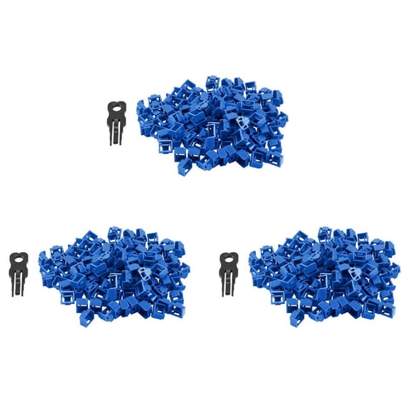 300Pcs Blue RJ45 Port Ethernet LAN Hub Anti Dust Cover Plug Cap Blockout Protector with Proprietary Lock and Key