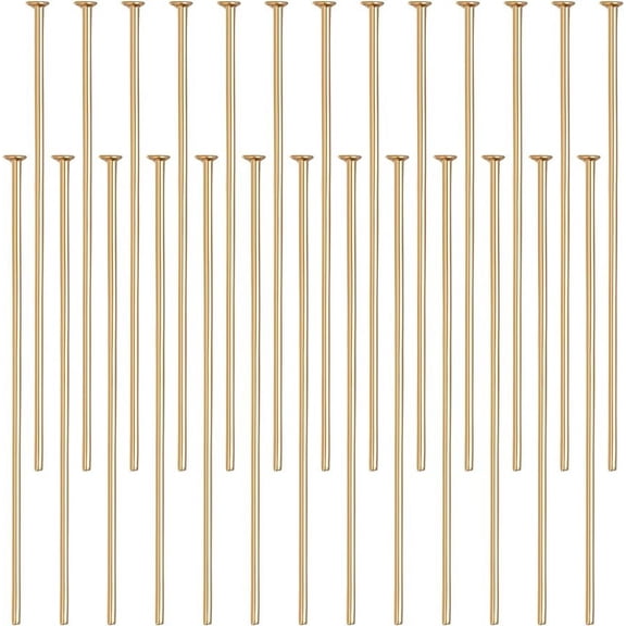 300Pcs/Box Flat Head Pins 18K Gold Plated Beading Pins 25mm Jewelry Head Pins for Earring Beading DIY Craft