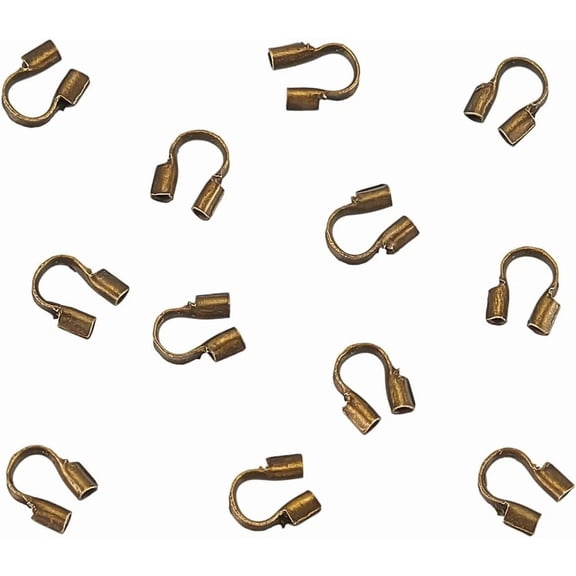 300Pcs Brass Wire Guardian U Shape Wire Guard Loops Thread Protector Tube Findings with 0.5mm Hole