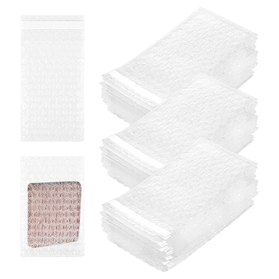 300Pcs Bubble Wrap Bags for Packing,3.15 X 4'' Double Wall Plastic Bubble Wrap Sleeves Clear Self Sealing Shipping Bags
