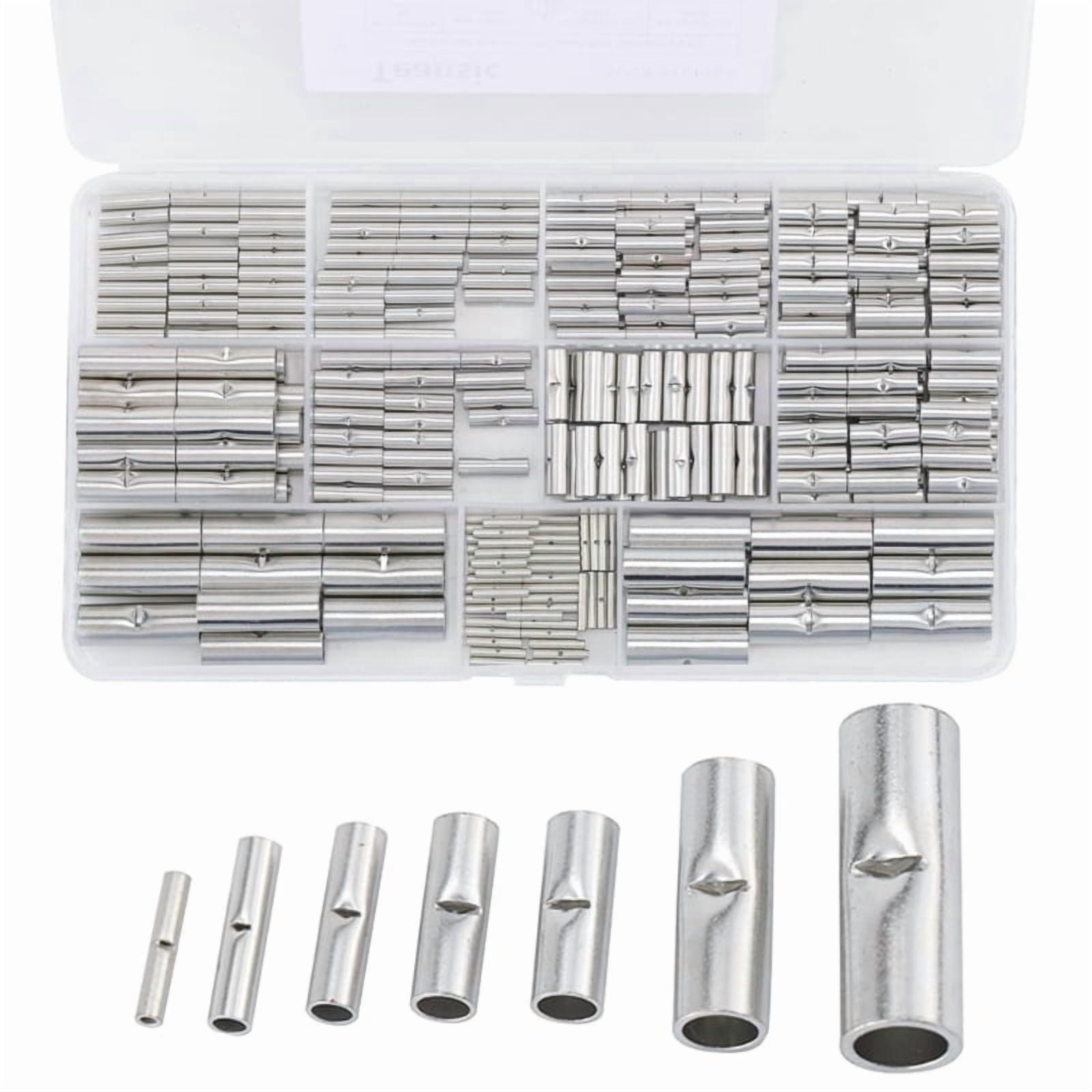 300Pcs Butt Terminal Electrical Wire Connectors Battery Cable Connectors Copper Tinned Splice Crimp Terminal Sleeve