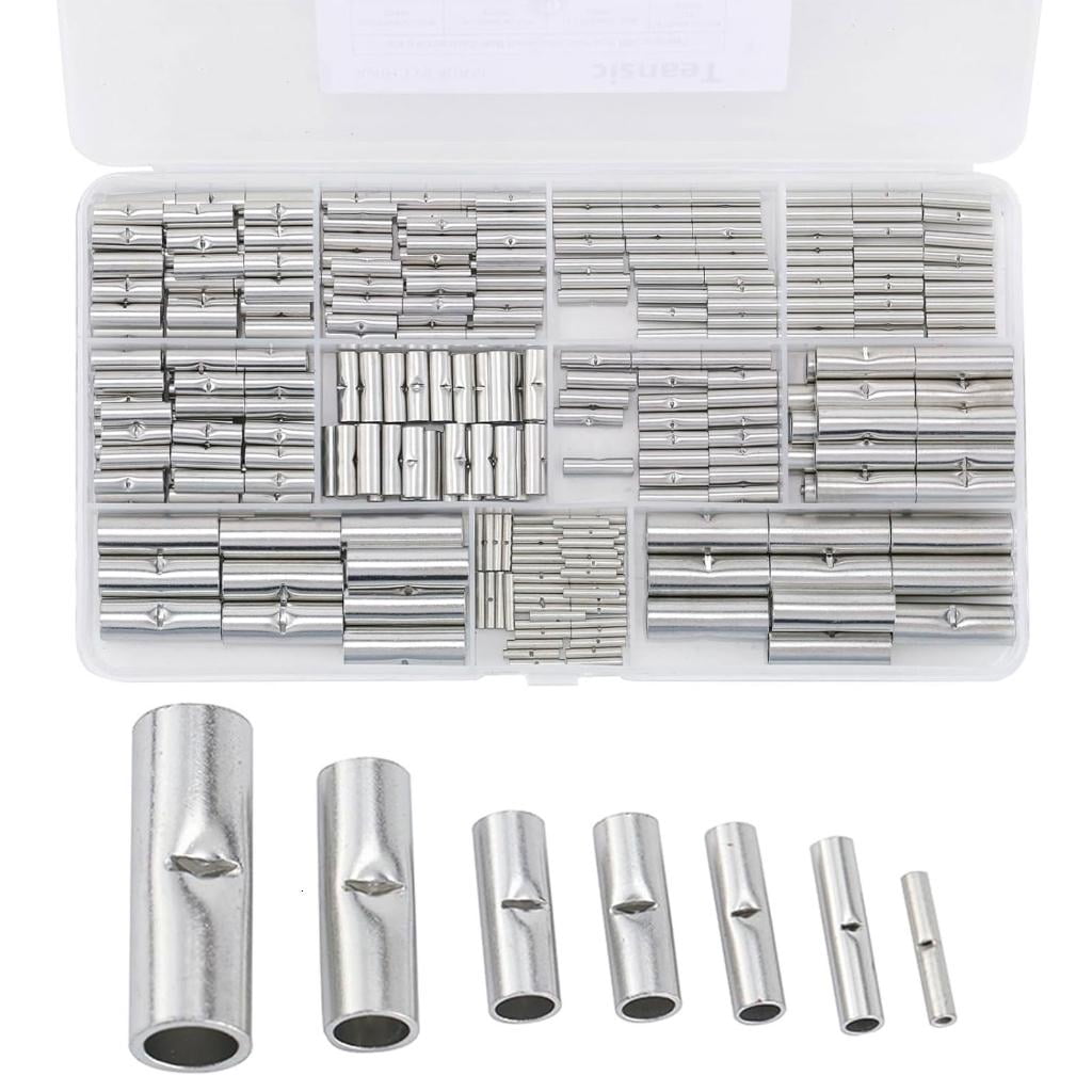 300Pcs Butt Wire Connector Coppers Tinned Splices Crimp Terminals Sleeve Bare Terminals Crimping Connectors Enduring