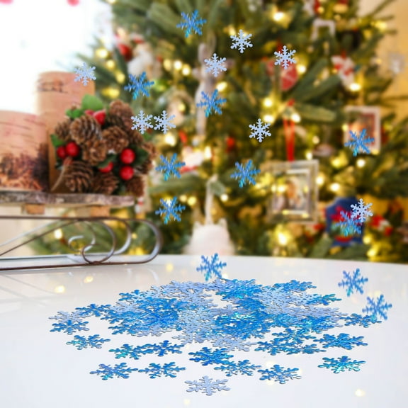 300Pcs Christmas Decorations Christmas Plastic Snowflakes Decorations Snowflake for Craft Christmas Table Decorations Supplies Mini Snowflakes Ornaments Decor for DIY Craft Home Winter Party