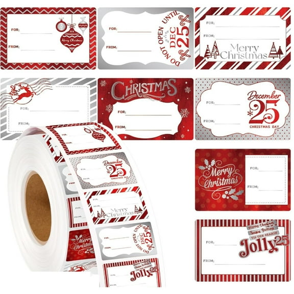 300Pcs Christmas Wrapping Labels 4.5x3cm Adhesive Label Christmas Name Sticker for Seal Envelope Card and Packaging