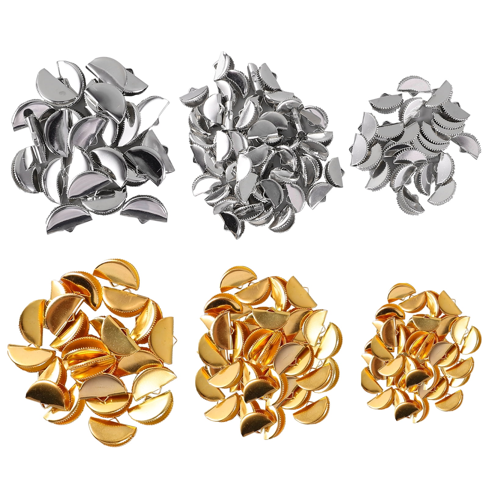 300Pcs Clamps Crimp Ends Alloy Ribbon Clamp Cord Ends Fastener Clasps