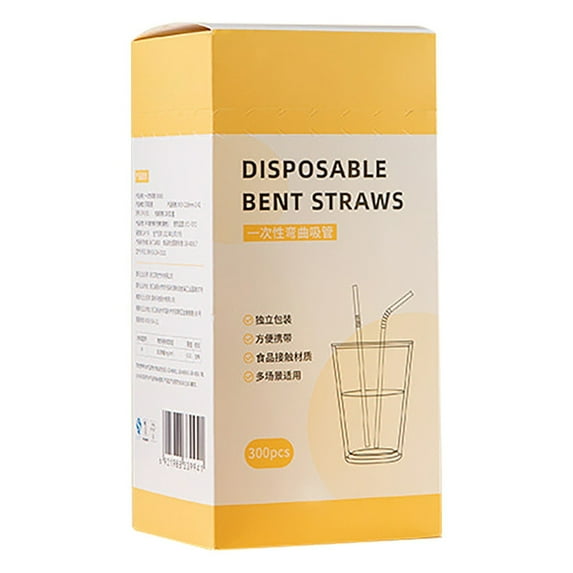 300Pcs Clear Disposable Bendy Party Fancy Straws, 8.27in Long Flexible Disposable Bendy Drinking Straws, Reusable, Drinkware Accessories, Parties/Bar/Beverage/Home Supplies, Straws Clearance