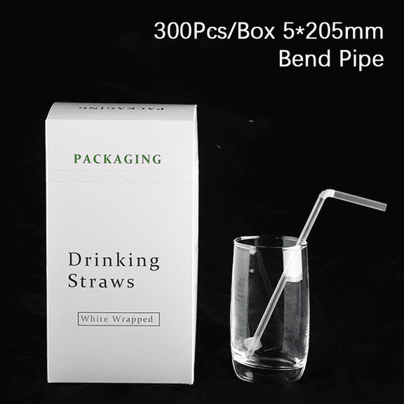 300Pcs Clear Individually Wrapped Boxed Drinking PP Straws Tea Drinks Straws-straight pipe