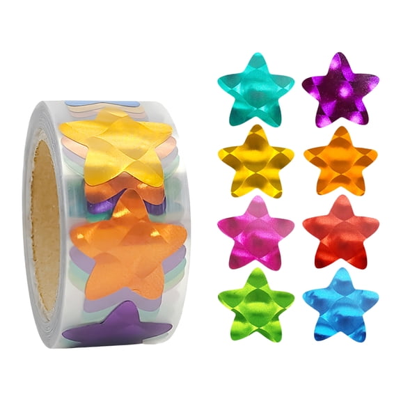 300Pcs Colorful Star Shaped Sticker Sparkling Five Pointed Star Sticker for Scrapbooking Journal Planner Packaging