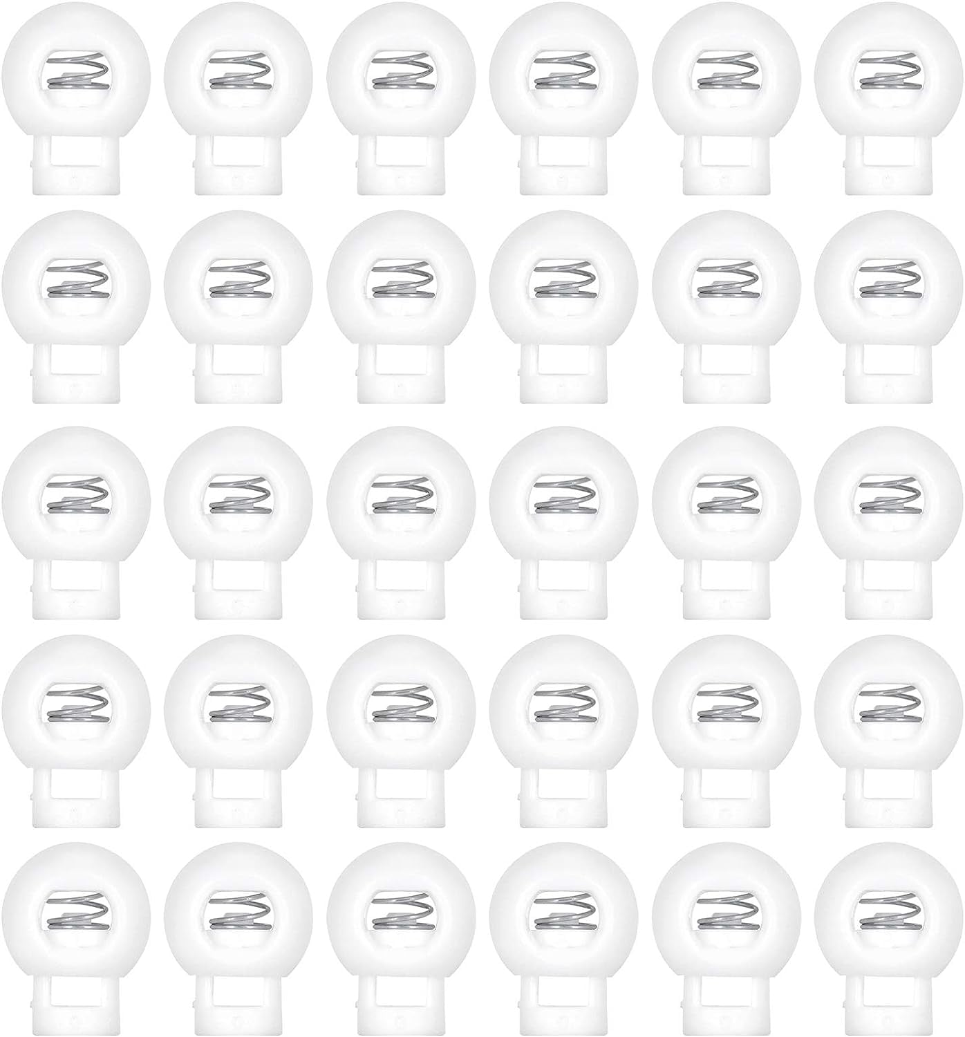 300Pcs Cord Locks, Single Hole Ball Shape Spring Loaded Clip Fastener Toggle Stoppers Buttons