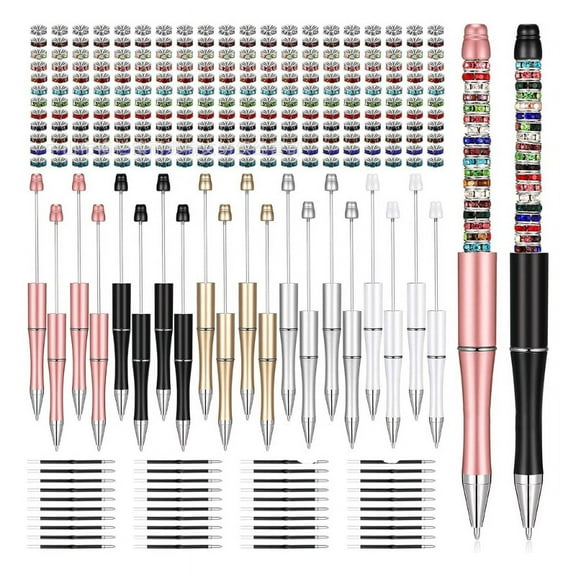 300Pcs DIY Sublimation Pen Blank Beadable Ballpoint Pen with Beads, Refills