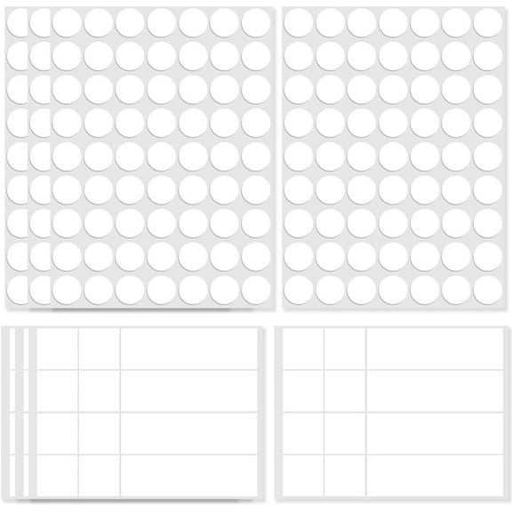 300Pcs Double Sided Adhesive Dots White Acrylic Flat Round Square Rectangle Removable Strong Mounting Tape Self Adhesive Strips Sheets for Hanging Picture Poster Balloon Photo Art Craft Decor DIY