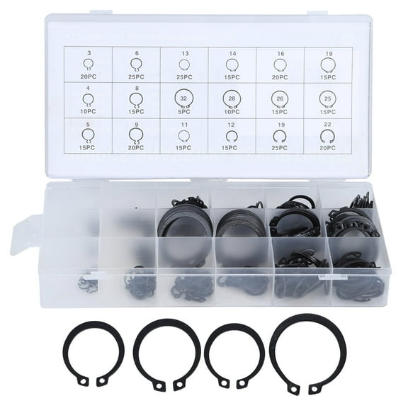 300Pcs E Clip External Retaining Ring Assortment Kit, 2-32mm E Clip Snap Circlip Kit,External Retaining Ring Assortment Set