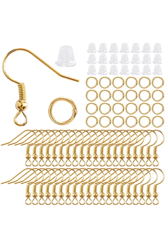 300Pcs Earrings Set Hypoallergenic Earring Hooks Jump Rings Clear Rubber Earring Backs For Jewelry Making Findings Accessories