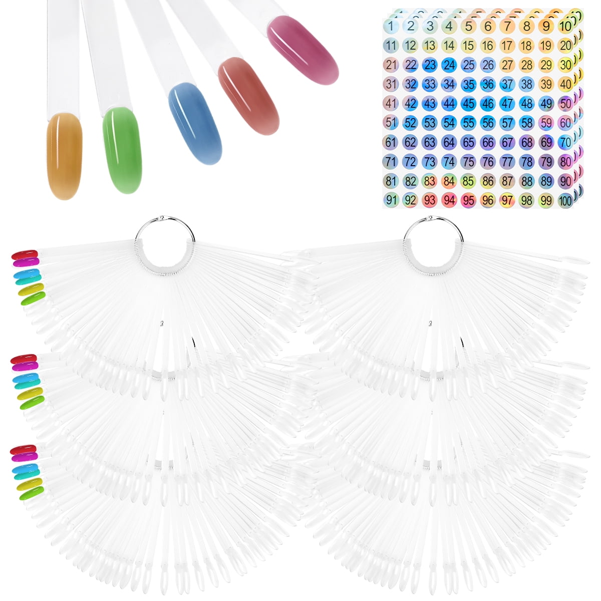 300Pcs Fan-Shaped Nail Art Polish Display Tips, Clear Nail Swatch ...