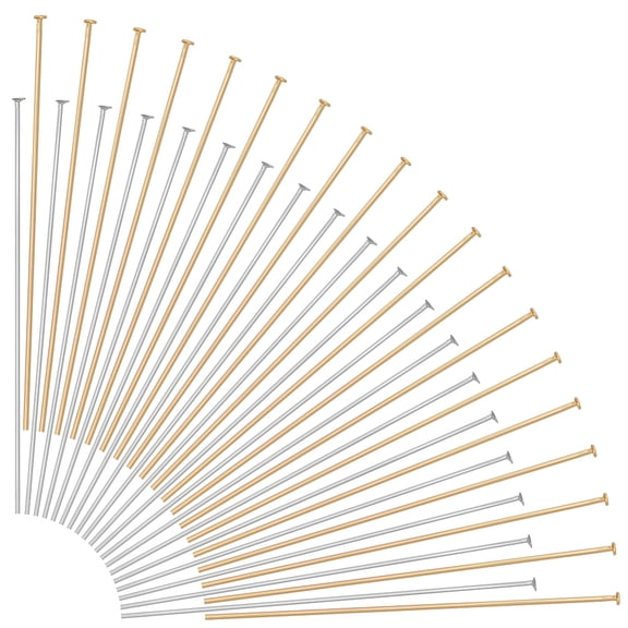 300Pcs Flat Head Pins 2 Styles 304 Stainless Steel Bead Headpins Bendable Head Assorted Eye Pins Pendant Findings DIY