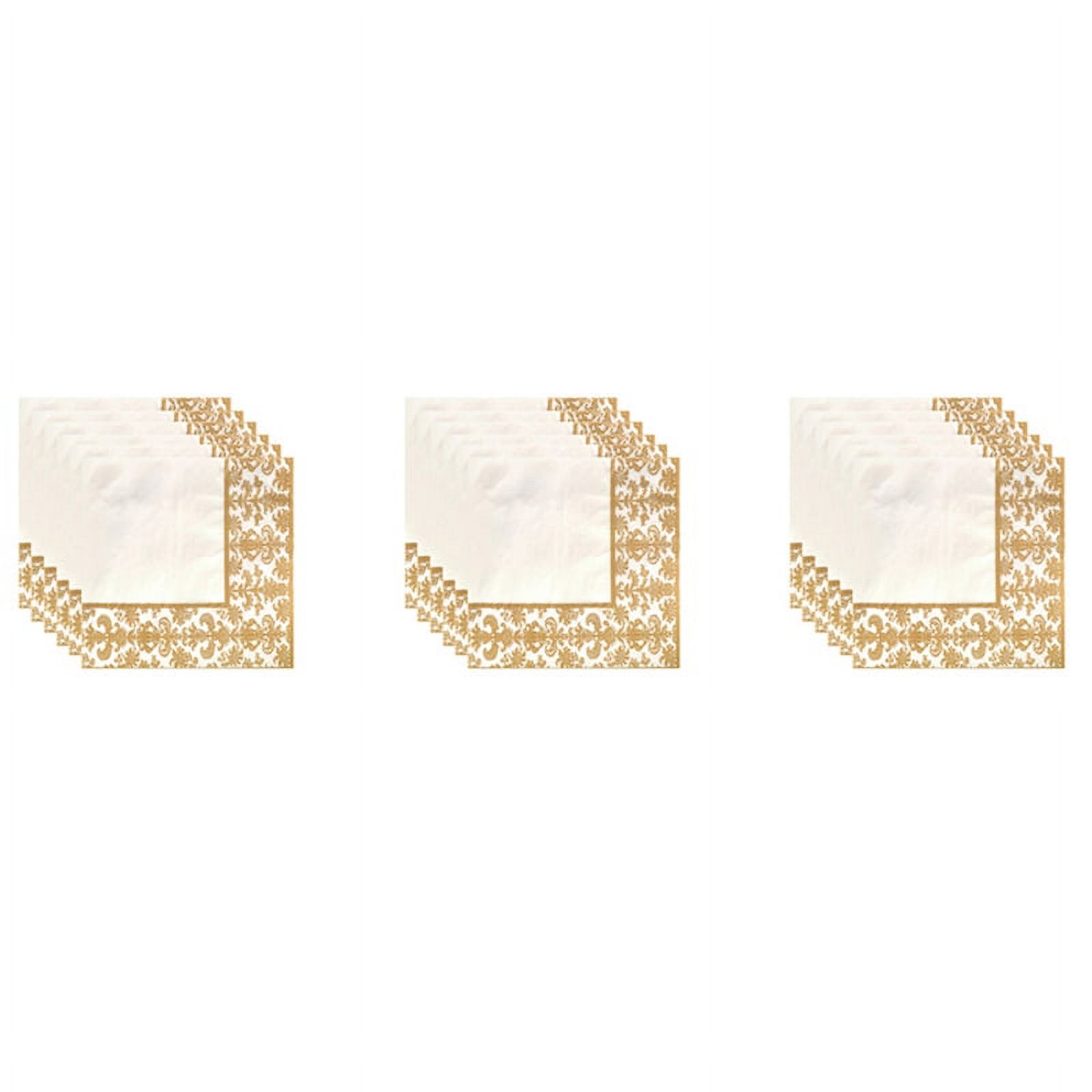 300Pcs Gold Printing Disposable Napkin Tissue Paper Napkins for Restaurant and Hotel (Golden + White)