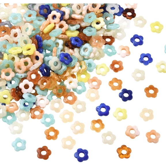 300Pcs Gradient Color Transparent Acrylic Beads Center Drilled Flower Mixed Color 14x14.5x4mm Hole: 1.6mm Colorful