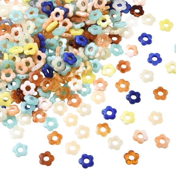 300Pcs Gradient Color Transparent Acrylic Beads Center Drilled Flower Mixed Color 14x14.5x4mm Hole: 1.6mm DIY