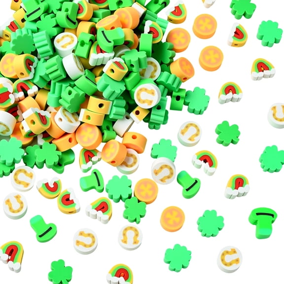 300Pcs Handmade Polymer Clay Beads Mixed Shapes Mixed Color 7.5~9.5x8.5~9x4.5mm Hole: 1.8mm