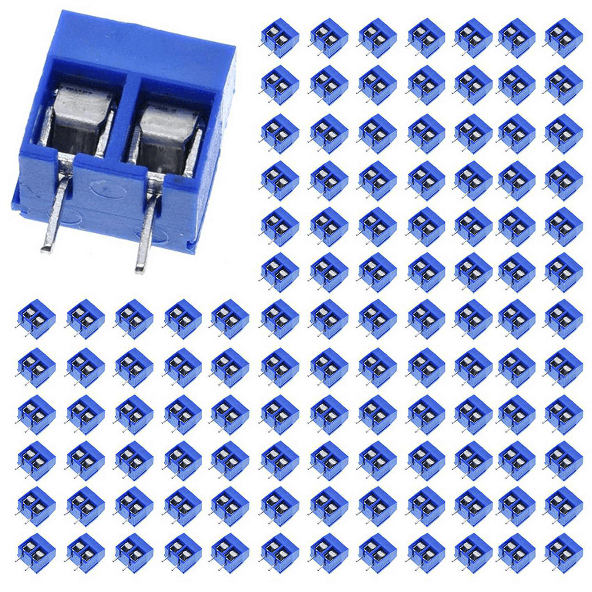 300Pcs KF301-2P 2 Pin Screw Terminal Connector 5mm Pitch 15A 300V Spliceable,300 x terminal connector,Blue