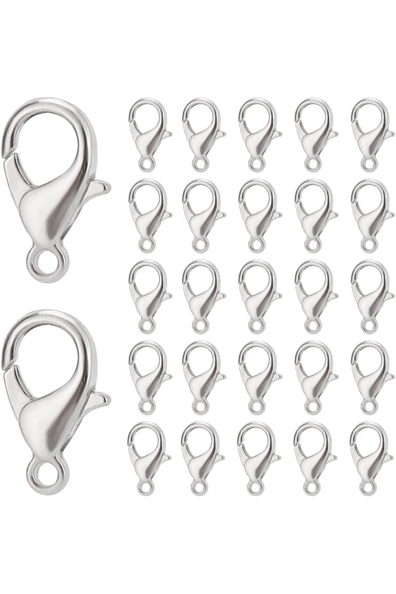 300Pcs Lobster Claw Clasps Bulk Lobster Clips Small Alloy Silver Trigger Fasteners Hook Link Clip Findings for Jewelry Making DIY Bracelet Necklace Findings Making Accessories Supplies DIY