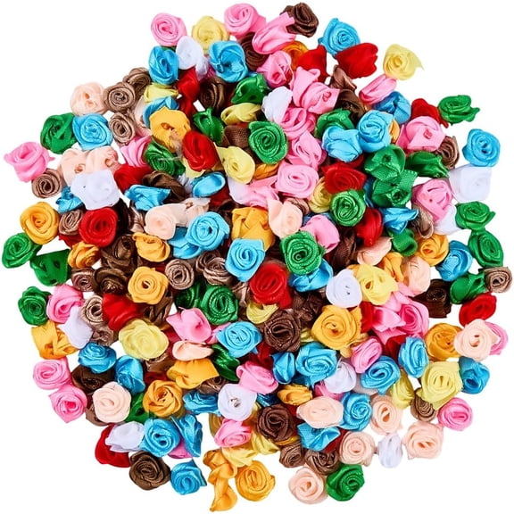 300Pcs Mini Rose Head Artificial Flowers Bulk Small Silk Flowers 15mm Tiny Fabric Flowers Rosettes Applique Embellishment
