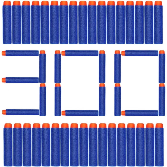300Pcs Nerf Bullet Refill Darts Premium Foam Bullets Pack Compatible for Nerf N-Strike Elite Guns, Universal Dart Ammo Pack, Firm and Safe Nerf Toy Guns Accessories, 7.2cm - Blue