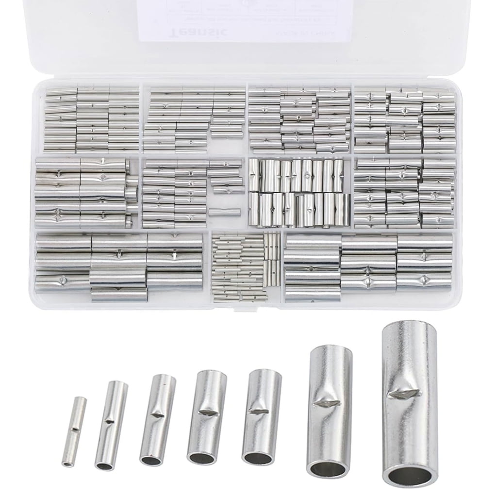 300Pcs Butt Terminals Electrical Wire Connectors Splices Crimp Terminals Sleeve