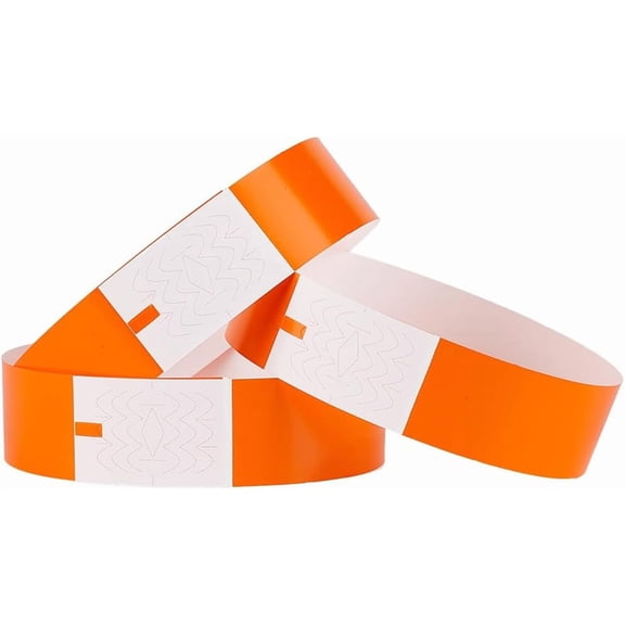 300Pcs Orange Event Wristbands Paper Wrist Bands Waterproof Self Adhesive Identification Bracelets Lightweight Adjustable Hand Bands for Events Concert Party Bulk Neon Wrist Bands 10 x 0.8In