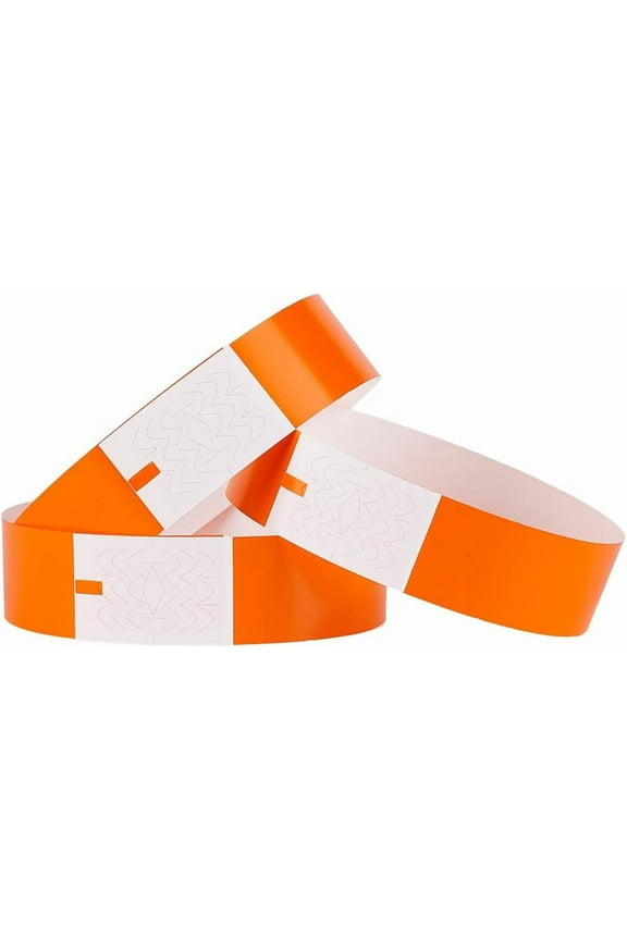 300Pcs Orange Event Wristbands Paper Wrist Bands Waterproof Self Adhesive Identification Bracelets Lightweight Adjustable Hand Bands for Events Concert Party Bulk Neon Wrist Bands 10 x 0.8In