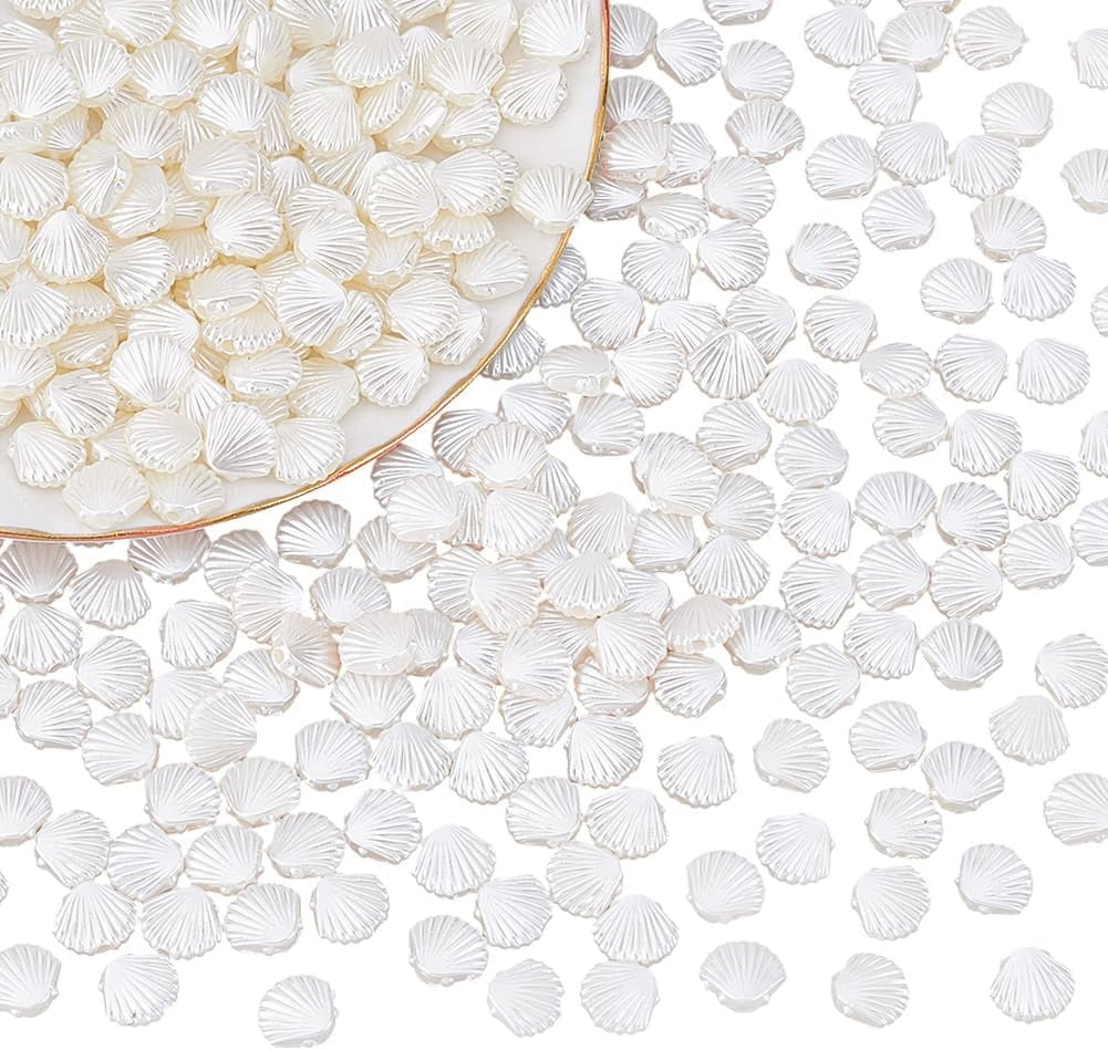 300Pcs Pearl Shell Beads Imitation Pearl Beads White Shell Tiny Spacer ...