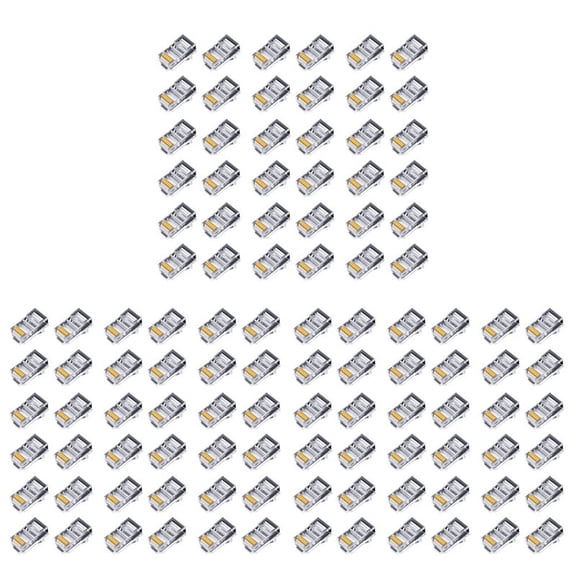 300Pcs RJ45 Connector 6U Gold Plated Pass Through Ethernet Cables Module Plug Network RJ-45 Crystal Heads Cat5 Cat5E
