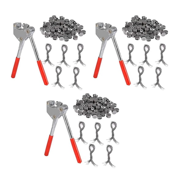300Pcs Round Lead Seals Beans 8mm Diameter, 300 Pcs Steel Wire, 3Pcs Sealing Crimper with Red Plastic Coated Handle