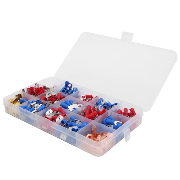 300Pcs Round Pre Insulated Cold Pressed Terminals Electrical Wire Terminal Connector Set (7.48 x 4.33 x 1.57 inches / 19.0 x 11.0 x 4.0 cm)