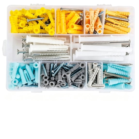 300Pcs Self-Tapping Screws with Wall Plugs, M4 M5 Countersunk & Round ...