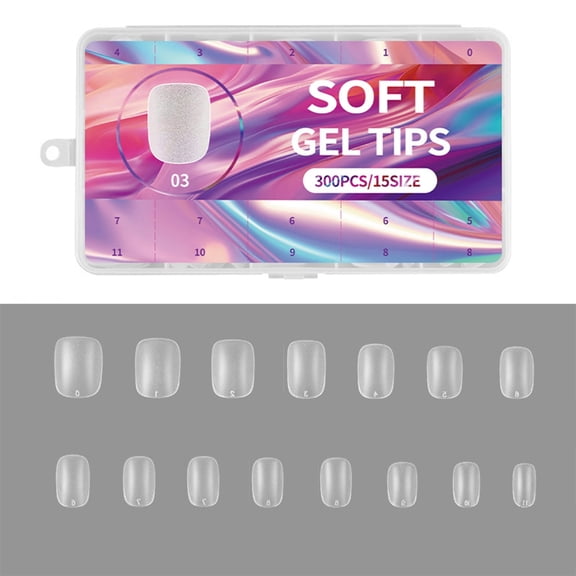 300Pcs Short Matte Nail Tips Soft Gel Full Cover Pre Shaped Acrylic False Nail Fashion Manicure Nail Art Nail Accesories