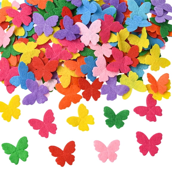 300Pcs Small Felt Shapes Non Woven Felt Fabric Assorted Colorful Butterfly Insect Small Soft Cloth Pieces Pads Embellishments Accessories