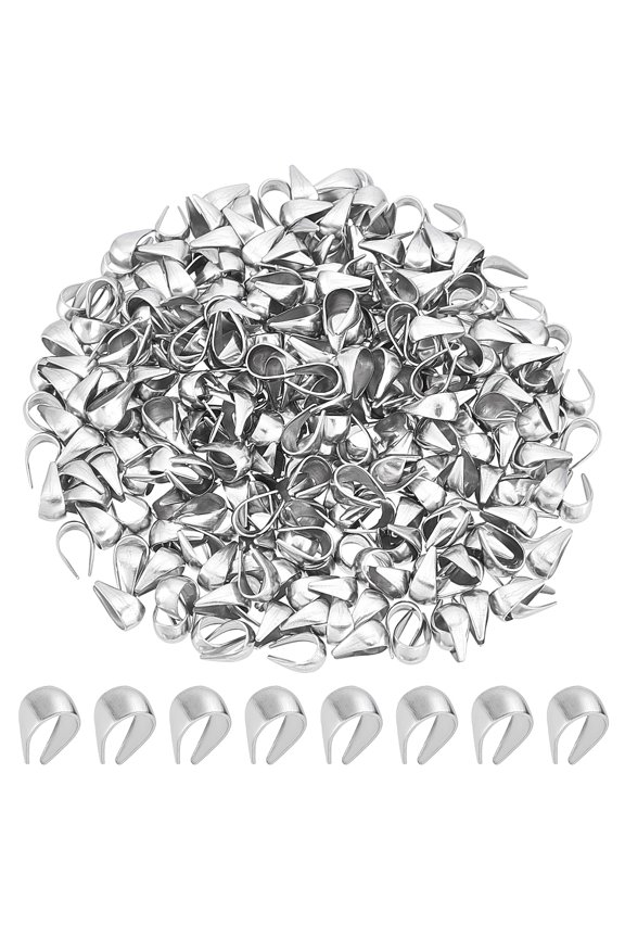 300Pcs Snap on Bails Clasp Connector Hooks Clips Connector Pendant Connectors Stainless Steel Pinch Bails Dangle Charm Supplies Hole: 7x4.5mm