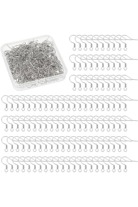 about 300Pcs Stainless Steel Earring Hooks Ear Wire with Loops Earwire Hooks Fish Hooks Earring Hooks Metal Earring Hooks with Coil French Ear Wire Hooks