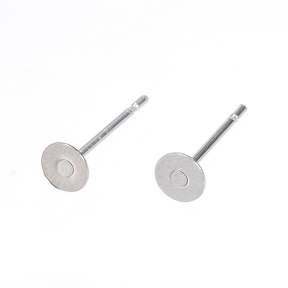 300Pcs Stainless Steel Stud Earring Findings Peg Stud Earrings Tray 1~5mm Flat Round Ear Studs Metal Blank Earring Posts Set Pin 0.8mm