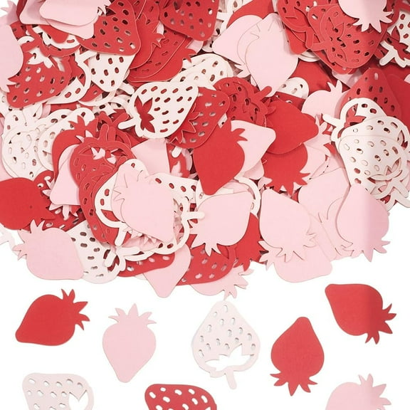 300Pcs Strawberry Confetti Fruit Shaped Confetti Pink Red Paper Summer Fruits Strawberries Dot Scatters Table Wall Decorations