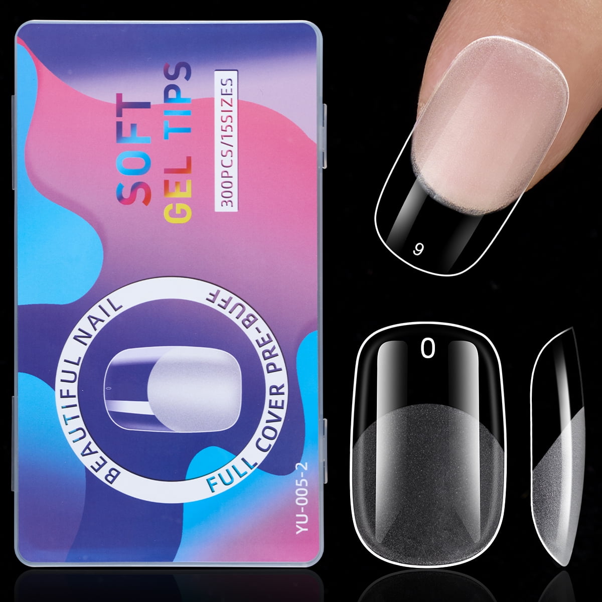 300Pcs Transparent Half Matte Soft Gel Nail Tips Full Cover Nail Gel Tips For Extension Capsules Almond Coffin False Short Nails