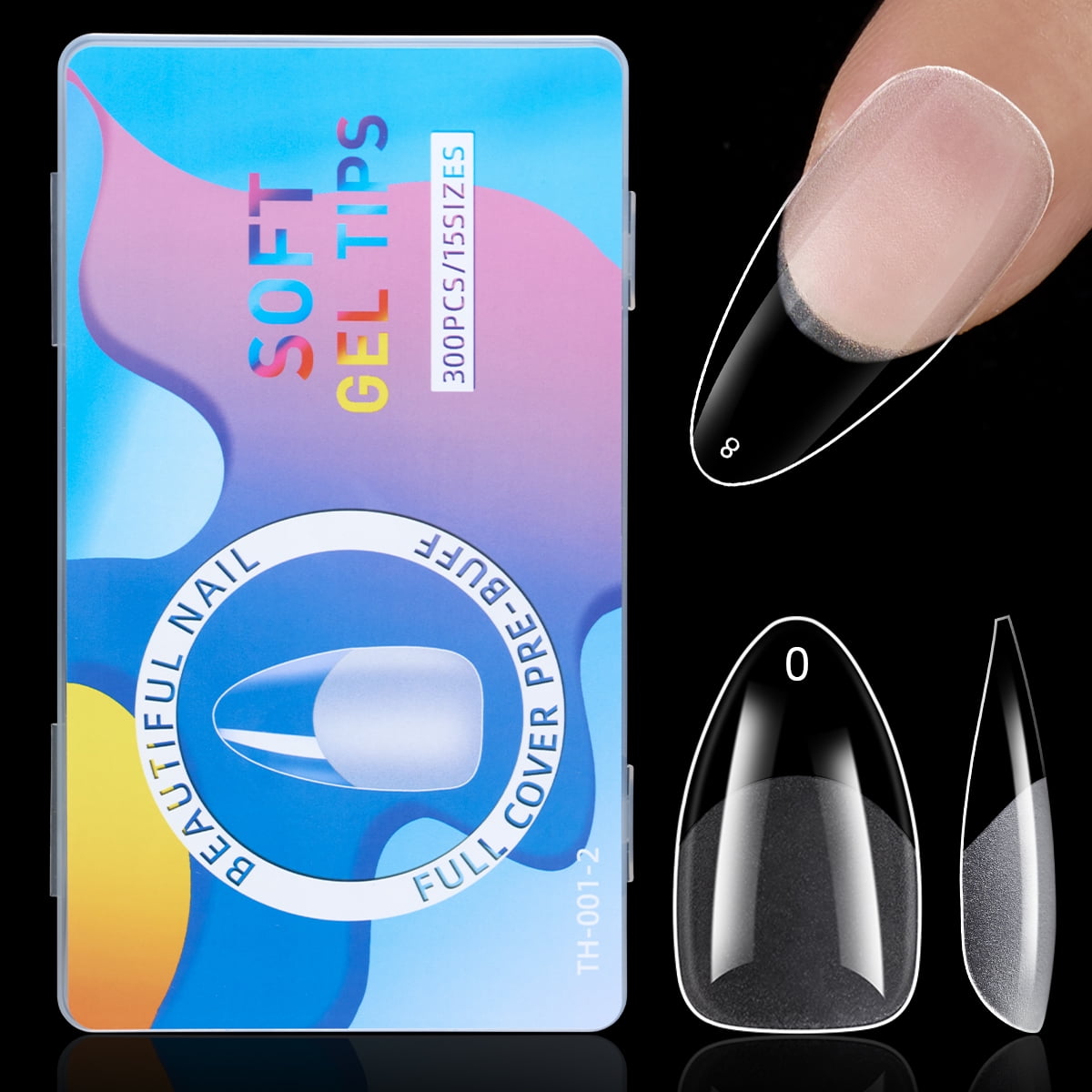 300Pcs Transparent Half Matte Soft Gel Nail Tips Full Cover Nail Gel Tips For Extension Capsules Almond Coffin False Short Nails