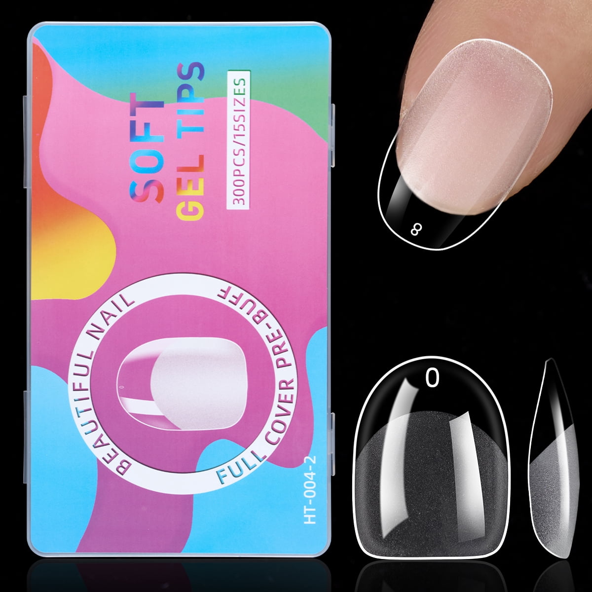 300Pcs Transparent Half Matte Soft Gel Nail Tips Full Cover Nail Gel Tips For Extension Capsules Almond Coffin False Short Nails