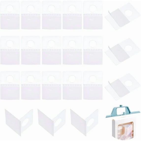 300Pcs Transparent PVC Hang Tabs with Euro Slot Foldable Self Adhesive Hanging Tabs with Round Hole Heavy Duty Sticky Clear Display Tags for Jewelry Store Retail Display Hole 10mm