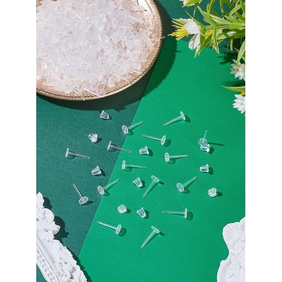 300Pcs Transparent Plastic Stud Earring Settings Clear Stud Earring Settings Earring Decoration