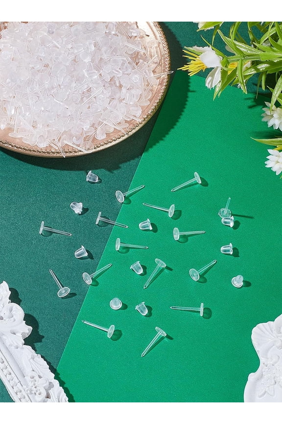 300Pcs Transparent Plastic Stud Earring Settings Clear Stud Earring Settings Earring Decoration