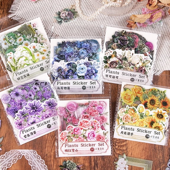 300Pcs Vintage Botanical Flower Stickers for Scrapbooking, Journals & Crafts