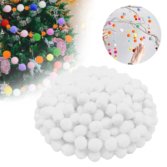 300Pcs White Pom Poms 20Mm, Fluffy Fuzzy Balls for Diy Crafts, Party Decorations, and ki-ds Art Projects, 2 Bags Of Craft Pompoms