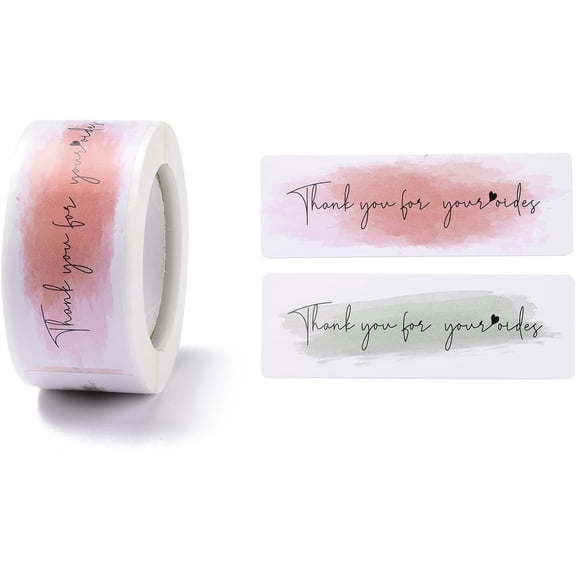 300Pcs Word Thank You Label Stickers Rectangle with Word Thank You for You Stickers Order Appreciation Stickers Labels for Laptop Planners Scrapbook Valentine's Day Elegant Gifts